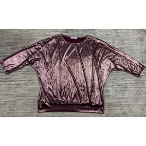 Jasambac Top Womens 2XL Pink‎ Shimmery Metallic Dolman Sleeve Polyester Blend